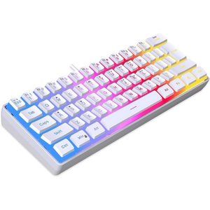 60% Wired Gaming Keyboard, Pudding Keycaps with Translucent Layer, RGB Backlit